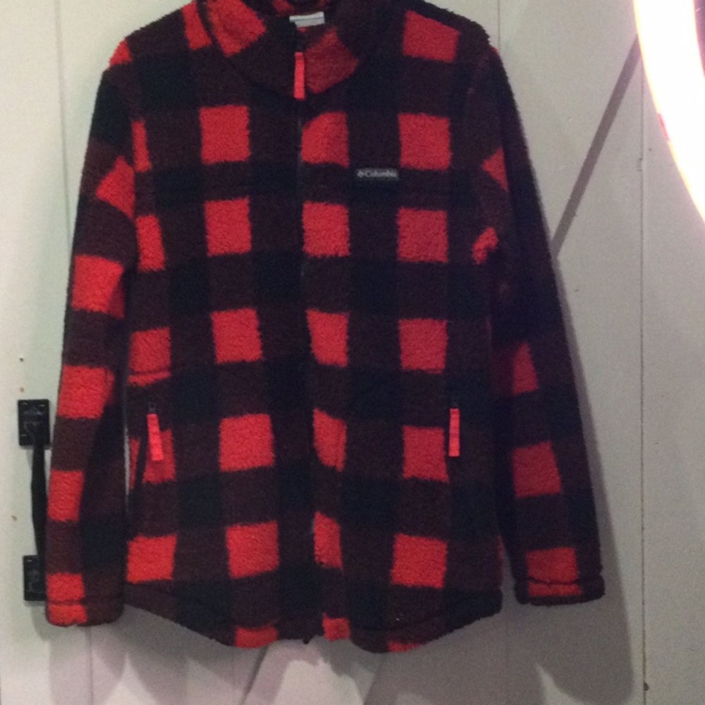 Preloved♥️Columbia Red & Black Buffalo Plaid Fleece Jacket